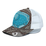 Frozen Mammoth And Fossil Print White Mesh Trucker Cap
