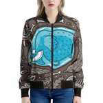 Frozen Mammoth And Fossil Print Women's Bomber Jacket