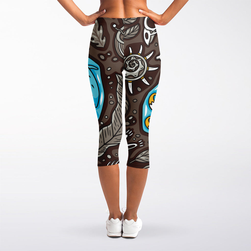 Frozen Mammoth And Fossil Print Women's Capri Leggings