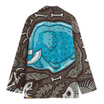 Frozen Mammoth And Fossil Print Women's Cotton Blazer