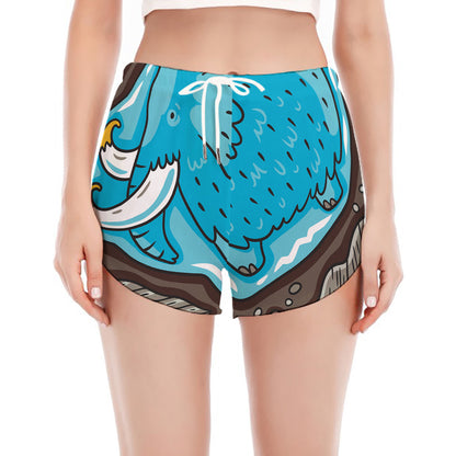 Frozen Mammoth And Fossil Print Women's Split Running Shorts