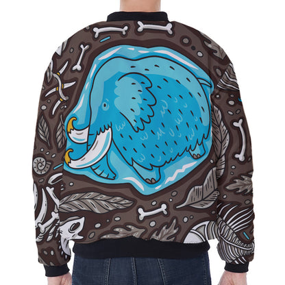 Frozen Mammoth And Fossil Print Zip Sleeve Bomber Jacket