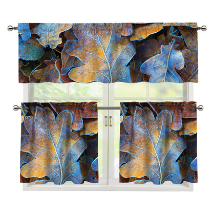 Frozen Oak leaf Print 3 Piece Kitchen Curtains
