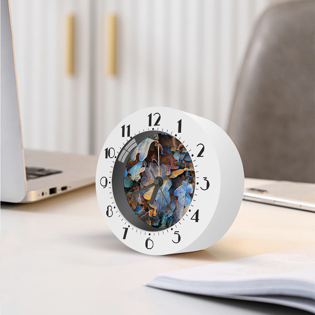 Frozen Oak leaf Print Alarm Clock