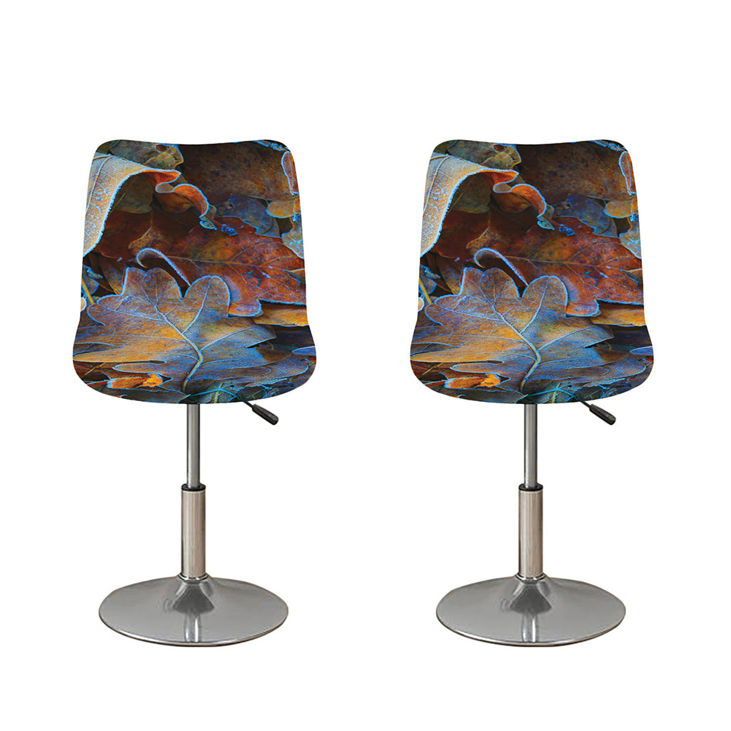Frozen Oak leaf Print Bar Stool Covers