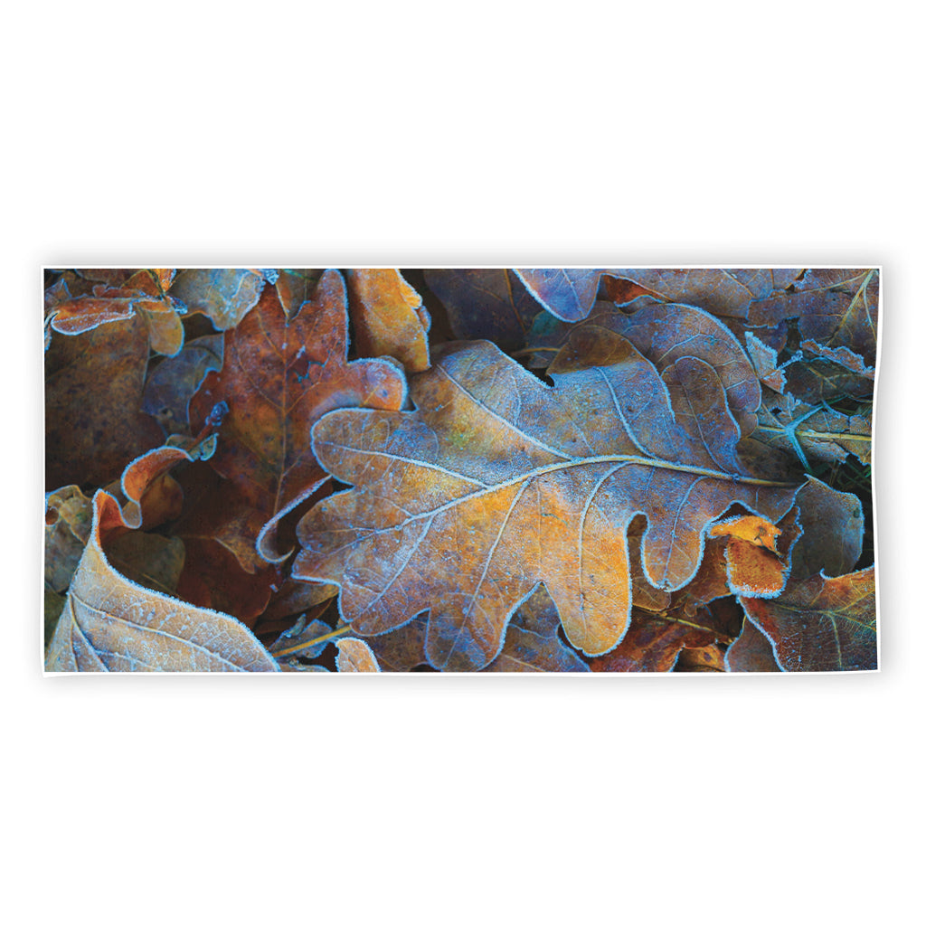 Frozen Oak leaf Print Beach Towel
