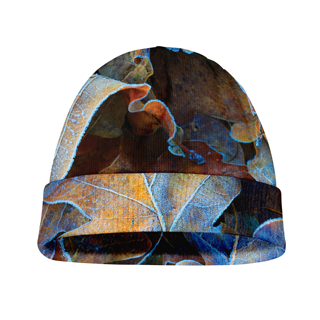 Frozen Oak leaf Print Beanie