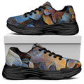 Frozen Oak leaf Print Black Chunky Shoes