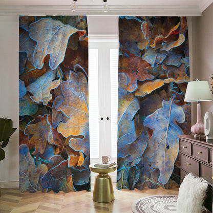 Frozen Oak leaf Print Blackout Pencil Pleat Curtains