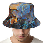 Frozen Oak leaf Print Bucket Hat