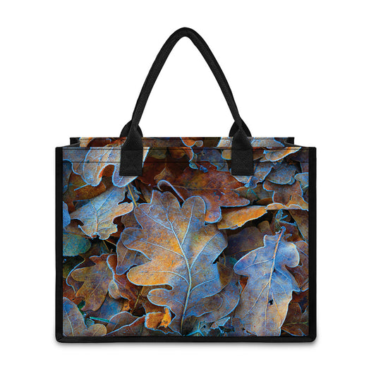 Frozen Oak leaf Print Canvas Tote Bag