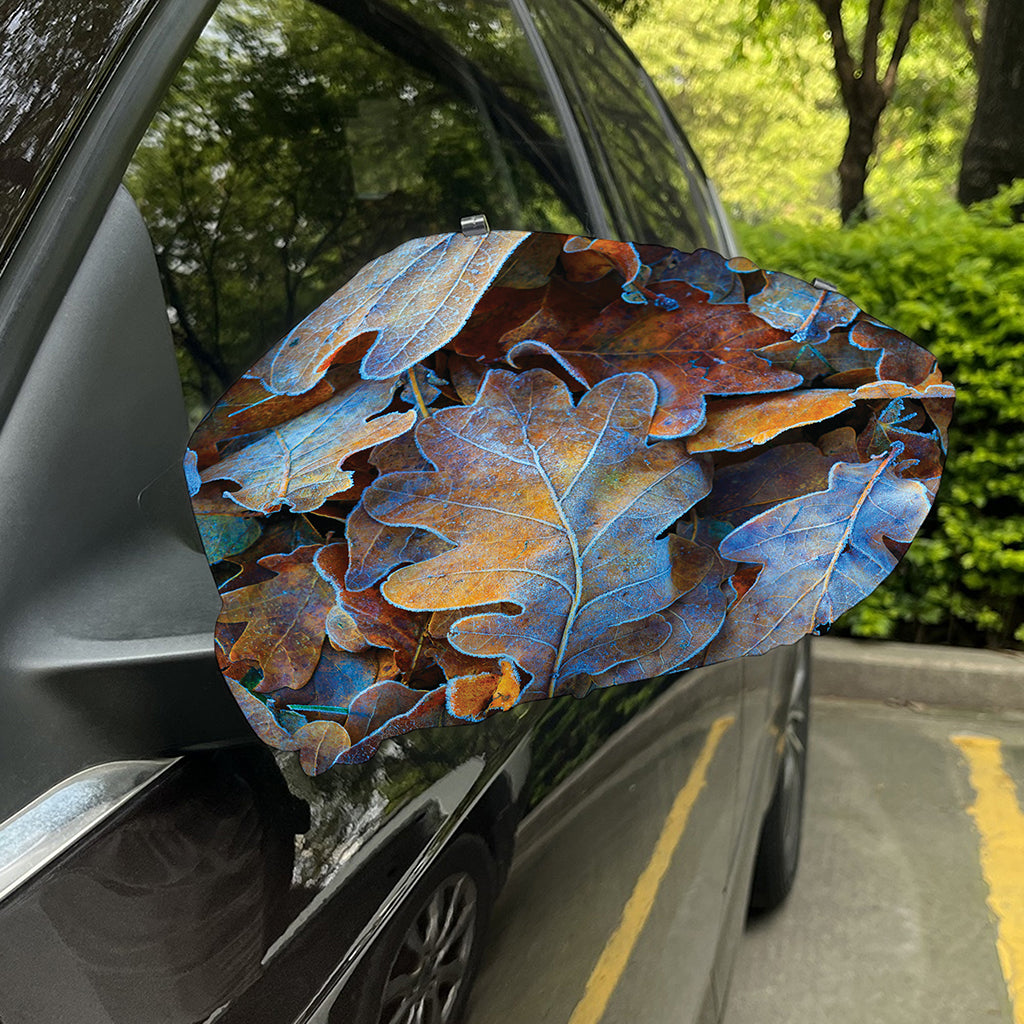 Frozen Oak leaf Print Car Side Mirror Covers
