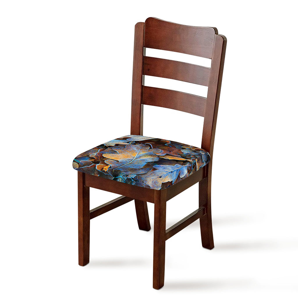 Frozen Oak leaf Print Chair Cushion Cover