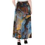 Frozen Oak leaf Print Chiffon Maxi Skirt