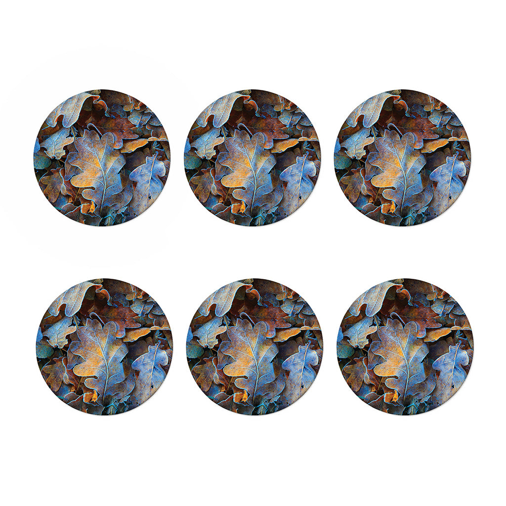 Frozen Oak leaf Print Coaster Set