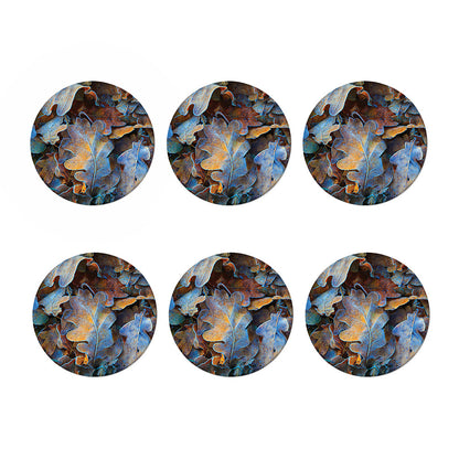 Frozen Oak leaf Print Coaster Set