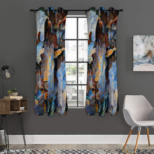 Frozen Oak leaf Print Curtain