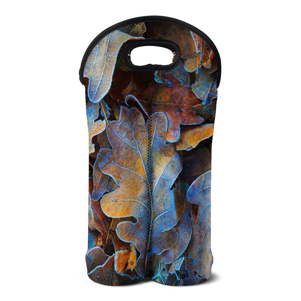 Frozen Oak leaf Print Double Neoprene Wine Tote
