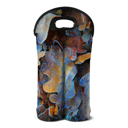 Frozen Oak leaf Print Double Neoprene Wine Tote