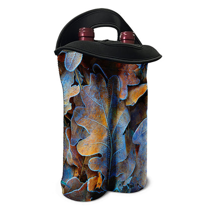 Frozen Oak leaf Print Double Neoprene Wine Tote
