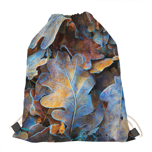 Frozen Oak leaf Print Drawstring Bag