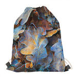 Frozen Oak leaf Print Drawstring Bag