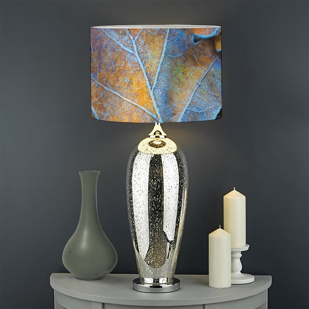 Frozen Oak leaf Print Drum Lamp Shade