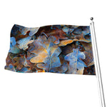 Frozen Oak leaf Print Flag
