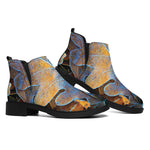 Frozen Oak leaf Print Flat Ankle Boots