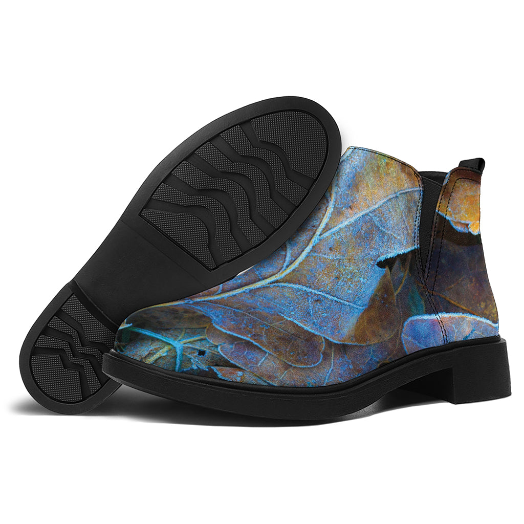 Frozen Oak leaf Print Flat Ankle Boots