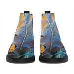 Frozen Oak leaf Print Flat Ankle Boots