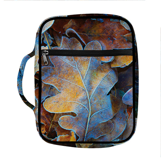 Frozen Oak leaf Print Front Pocket Bible Bag