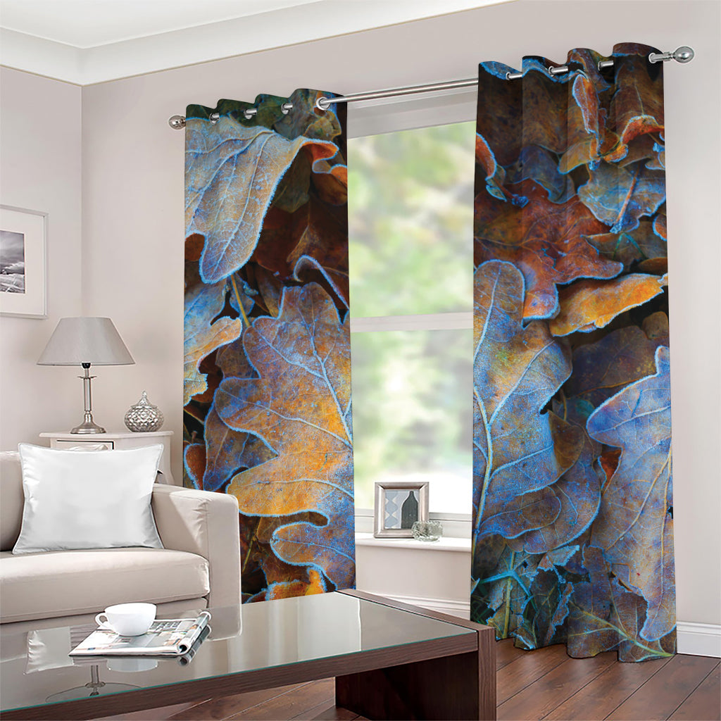 Frozen Oak leaf Print Grommet Curtains