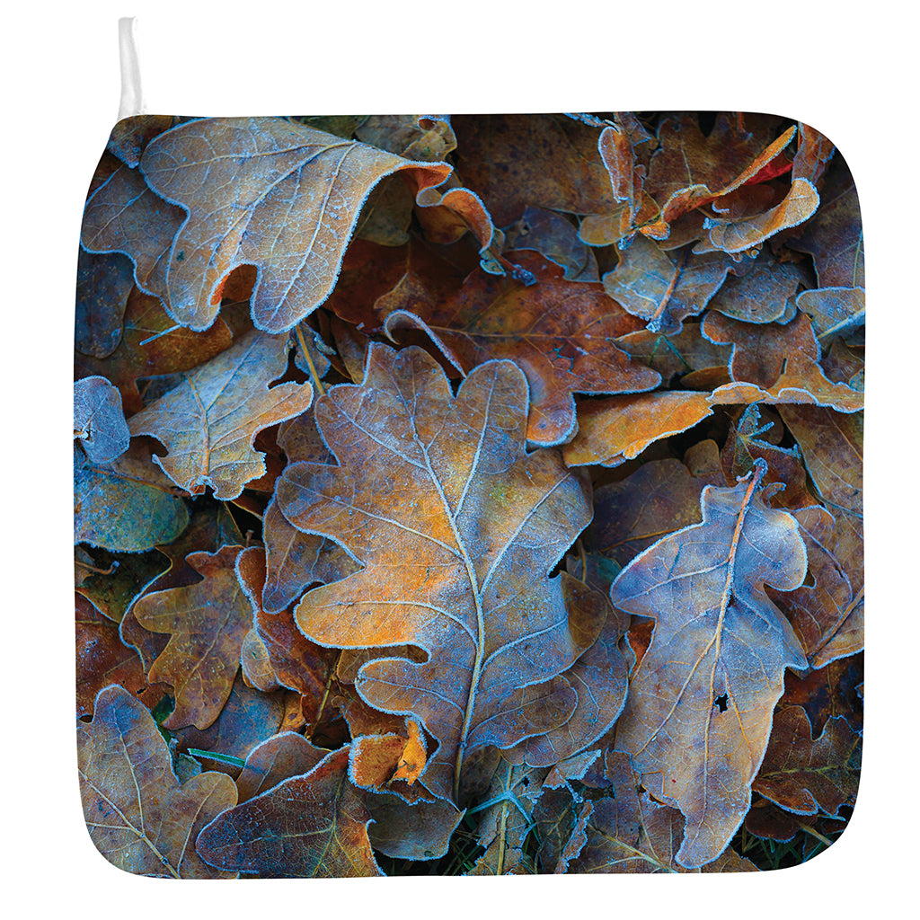 Frozen Oak leaf Print Hand Towel