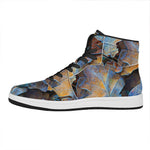 Frozen Oak leaf Print High Top Leather Sneakers