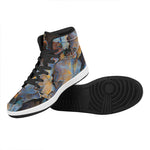 Frozen Oak leaf Print High Top Leather Sneakers