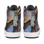 Frozen Oak leaf Print High Top Leather Sneakers