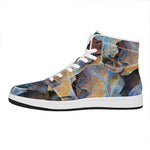 Frozen Oak leaf Print High Top Leather Sneakers