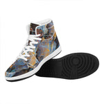 Frozen Oak leaf Print High Top Leather Sneakers