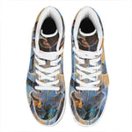 Frozen Oak leaf Print High Top Leather Sneakers