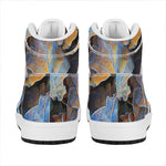 Frozen Oak leaf Print High Top Leather Sneakers