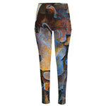 Frozen Oak leaf Print High-Waisted Pocket Leggings