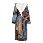 Frozen Oak leaf Print Hooded Bathrobe