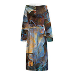 Frozen Oak leaf Print Hooded Bathrobe