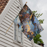 Frozen Oak leaf Print House Flag