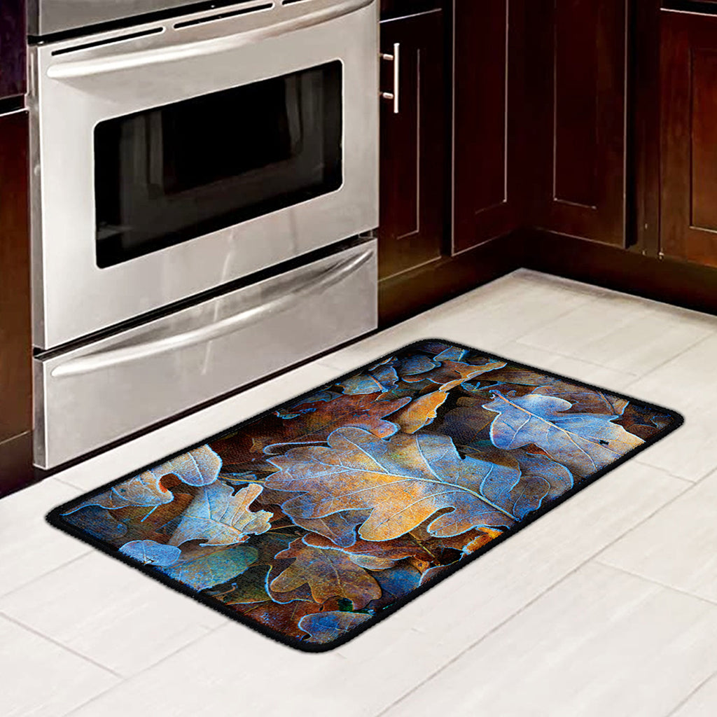 Frozen Oak leaf Print Kitchen Mat