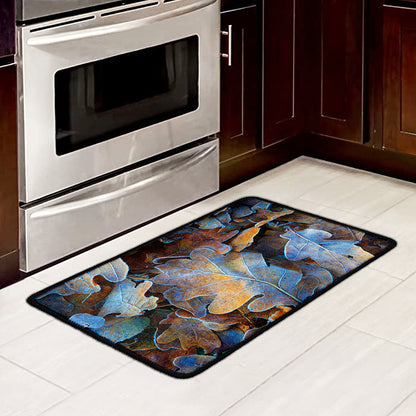 Frozen Oak leaf Print Kitchen Mat