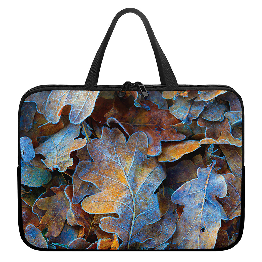 Frozen Oak leaf Print Laptop Sleeve With Handle