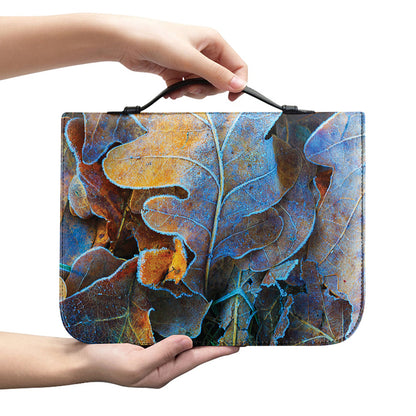 Frozen Oak leaf Print Leather Bible Cover