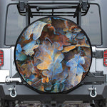 Frozen Oak leaf Print Leather Spare Tire Cover